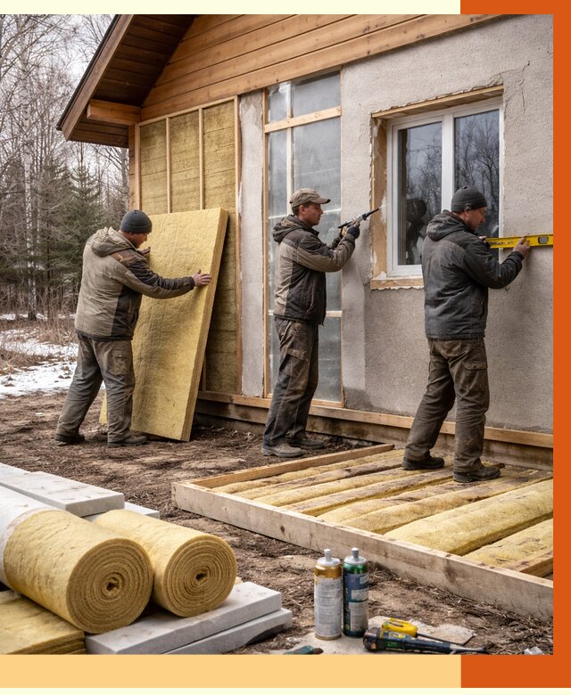 Утепление дачного дома в Ирбите от 5222 руб/м2 — недорого | ТепломастерРбт