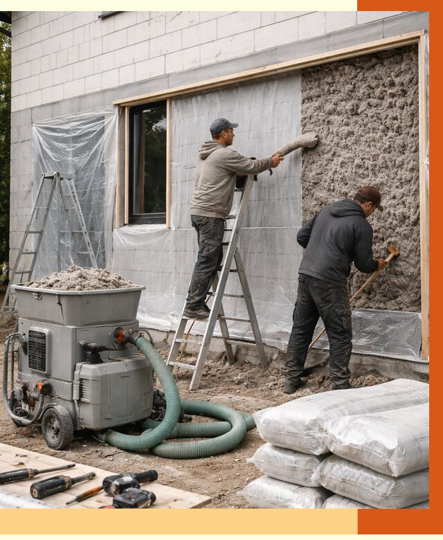 Утепление дома из газобетона эковатой в Ирбите от 4947 руб./м2 | ТепломастерРбт