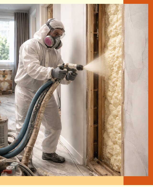 Межстеновое утепление ППУ в Ирбите от 3023 руб/м2 — межстенное утепление под ключ | ТепломастерРбт